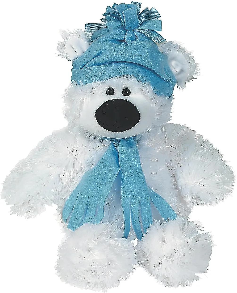 Fun Express Plush Holiday Polar Bear - Large (Sitting, 11 inches) Holiday Stocking Stuffers & Plush Toys