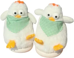 Funny Animal Fuzzy Slippers for Women Girls Kawaii Cartoon Plush Cute Warm Chicken Slippers Indoor In Winter Bedroom