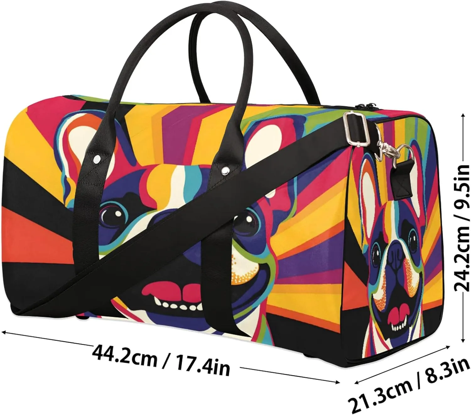 Funny Dog Duffle Bag for Travel, Overnight Weekend Gym Carry On Luggage Bag, Puppy Pet Travel Duffel Bag for Men Women