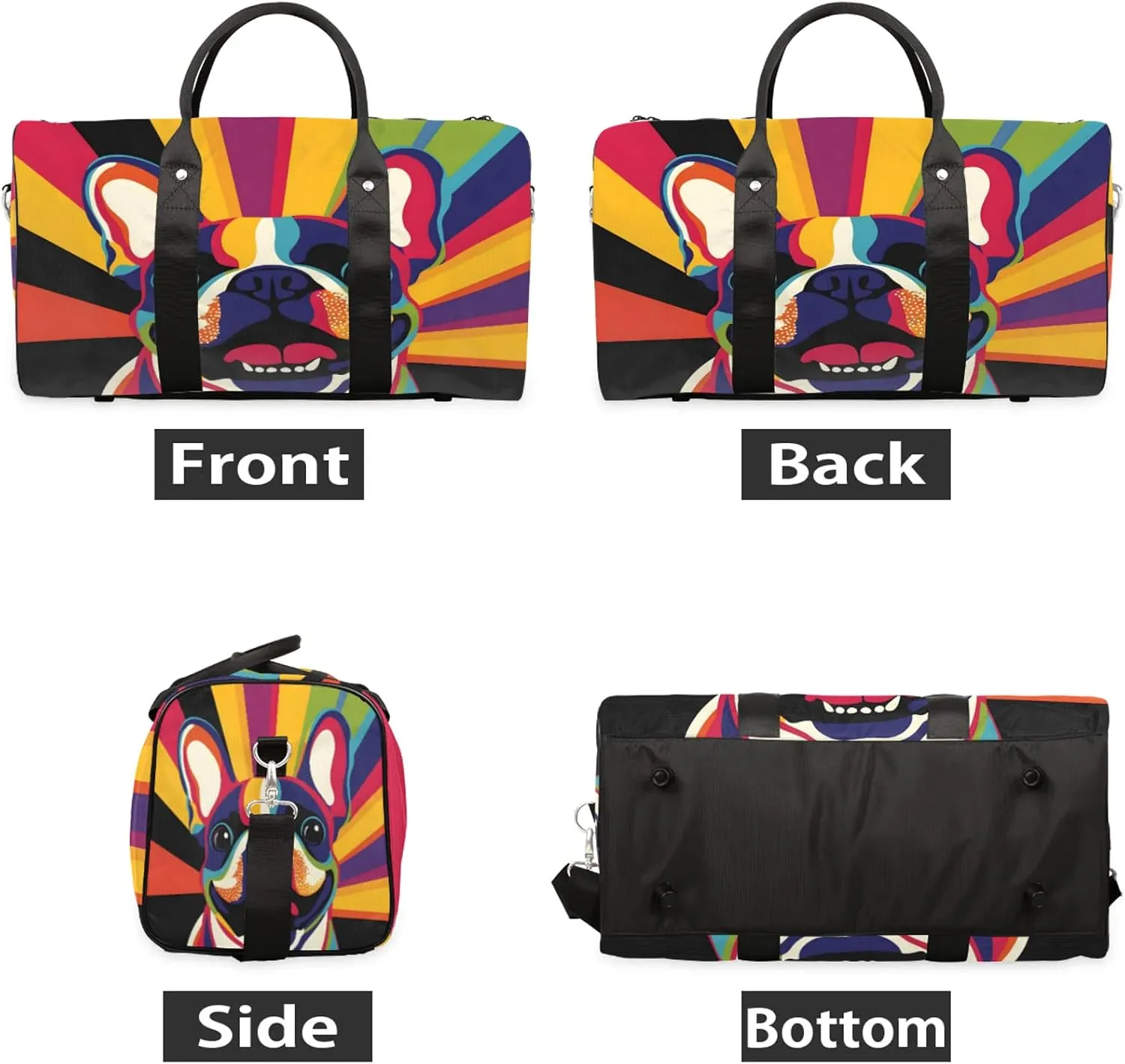 Funny Dog Duffle Bag for Travel, Overnight Weekend Gym Carry On Luggage Bag, Puppy Pet Travel Duffel Bag for Men Women