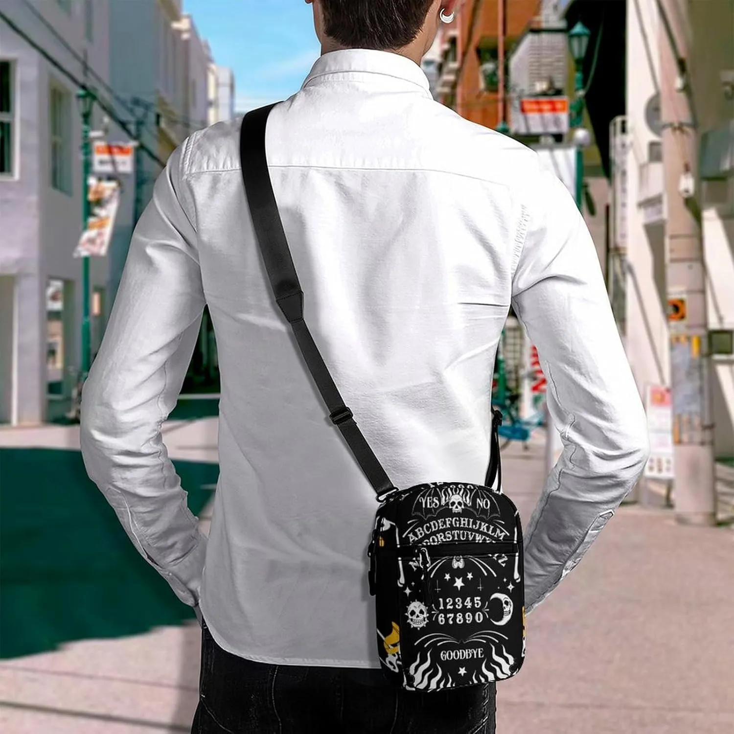 Funny Gothic Skeleton Spirit Detachable Shoulder Strap Small Shoulder Bag Unisex