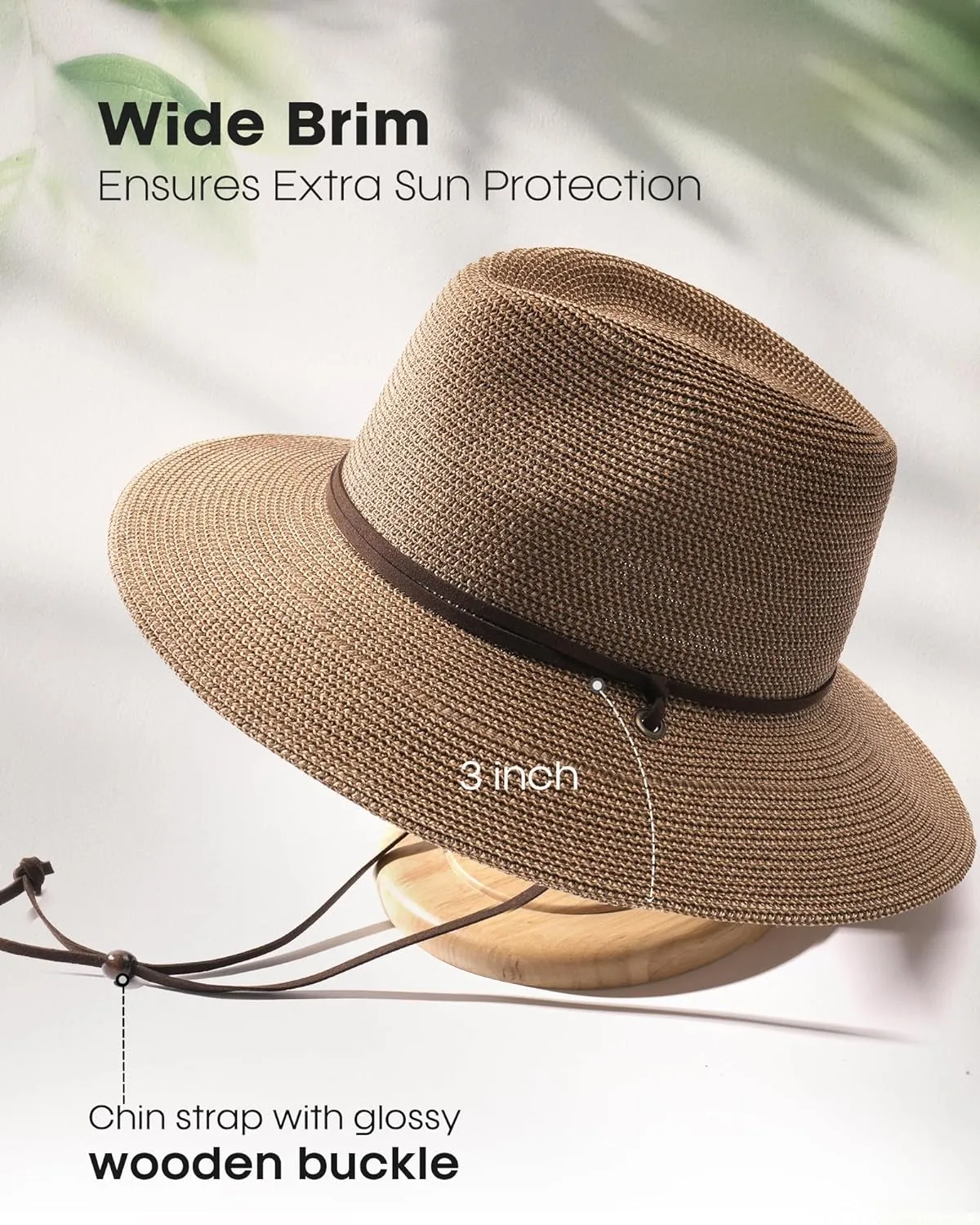 FURTALK Womens Sun Hat Summer Straw Beach Hats UPF 80  Wide Brim Panama Fedora Hats with Wind Lanyard