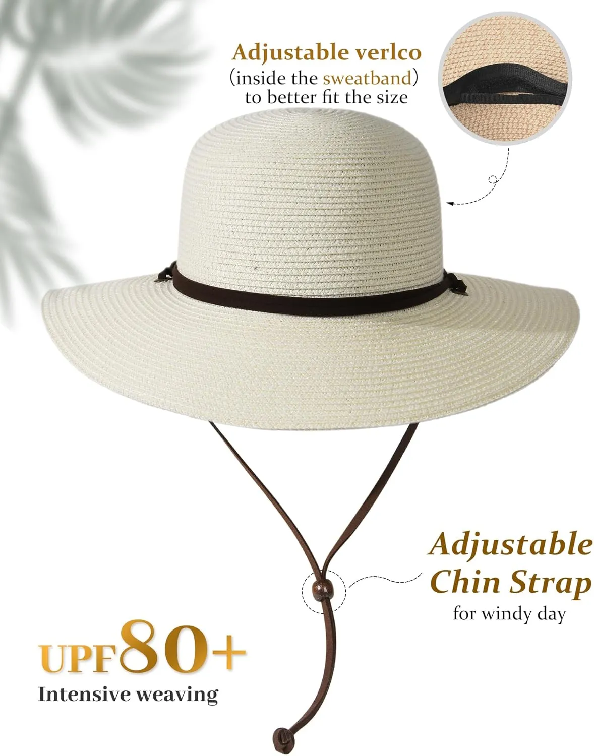 FURTALK Womens Wide Brim Sun Hat with Wind Lanyard UPF Summer Straw Sun Hats for Women