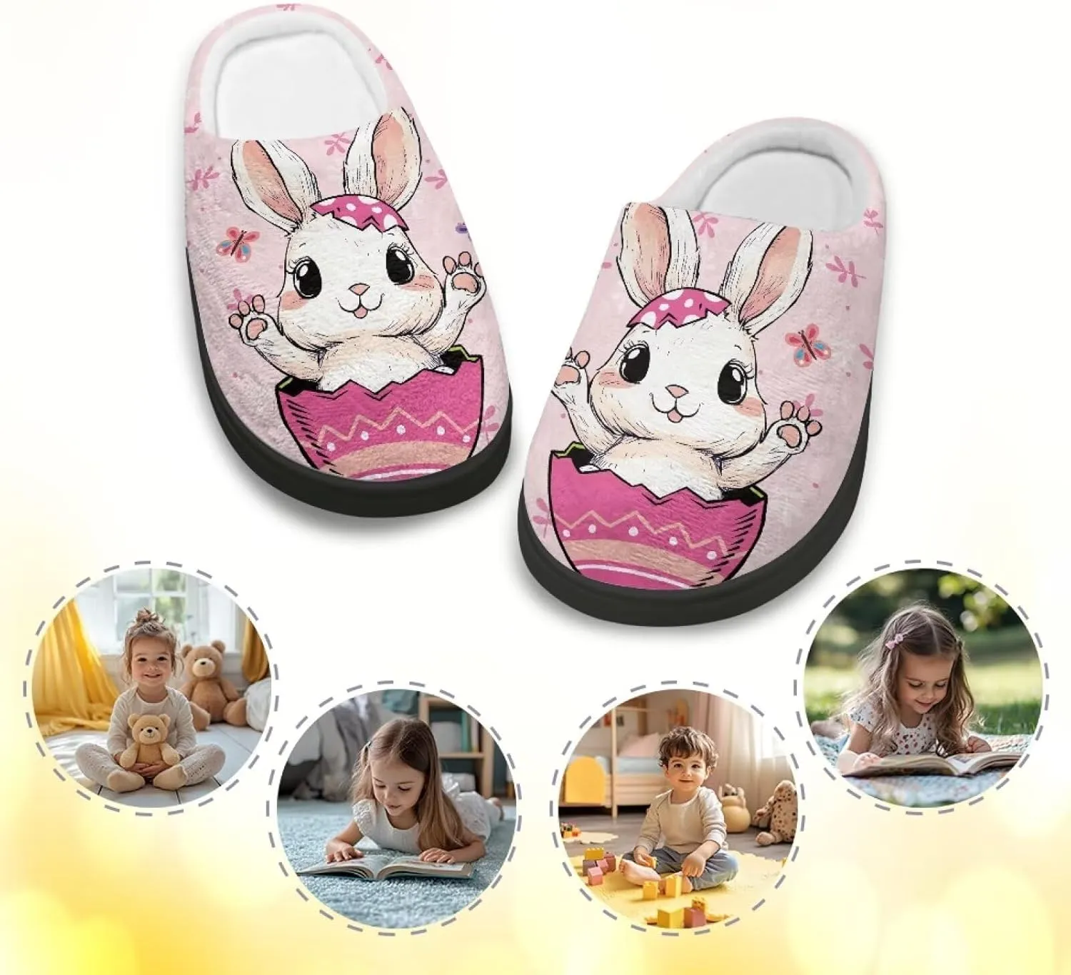 Fuzzy Slippers for Little Kids Boys Girls Cozy Warm Winter House Slippers Comfy with Non-Slip Sole SizeUS 9-15