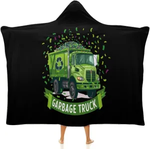 Garbage Truck Wearable Hooded Blanket Throw Cloak Wrap Warm Robe Cape for Bed Couch