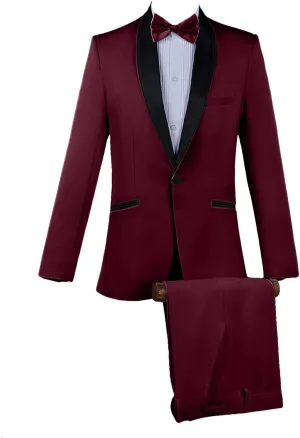 GATMSTZ Men Regular Fit One Button 2 Piece Suit Shawl Lapel Wedding Party Tuxedo