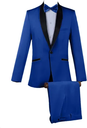 GATMSTZ Men Regular Fit One Button 2 Piece Suit Shawl Lapel Wedding Party Tuxedo