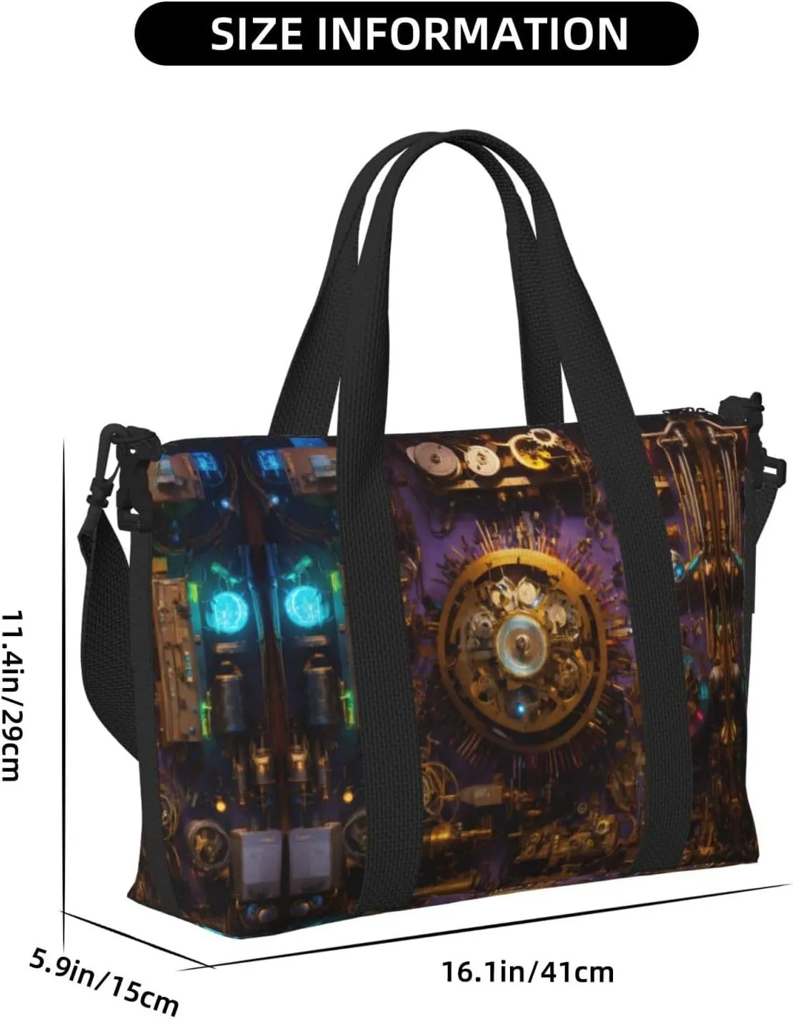 Gears Clock Bronze Century Small Duffel Bag Foldable Travel Bag Weekender Bag Overnight Gym Hospital Bags For Women&Men