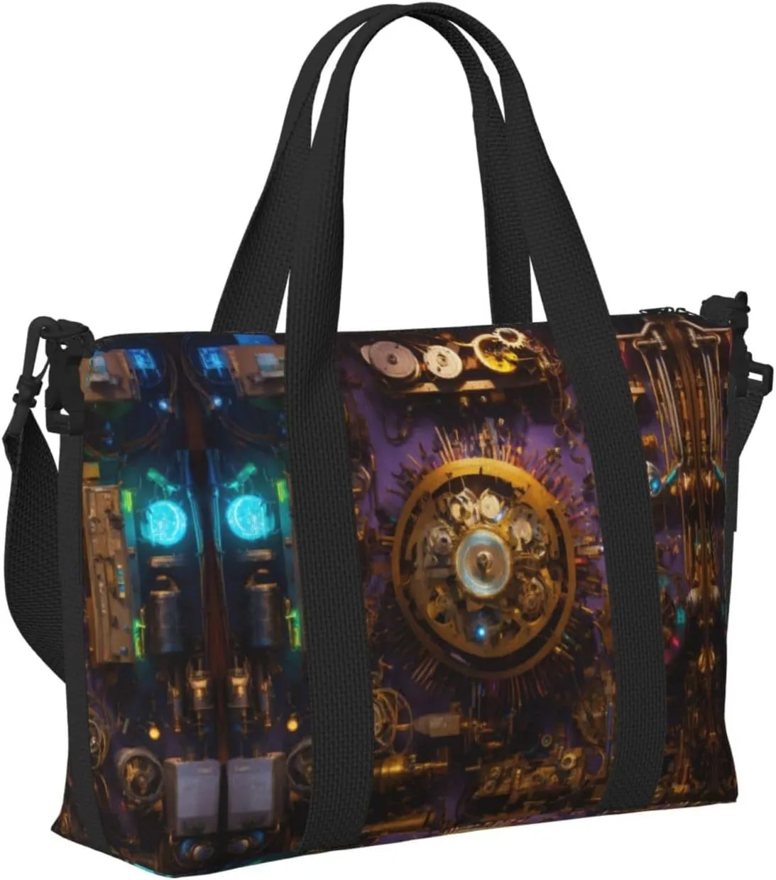 Gears Clock Bronze Century Small Duffel Bag Foldable Travel Bag Weekender Bag Overnight Gym Hospital Bags For Women&Men