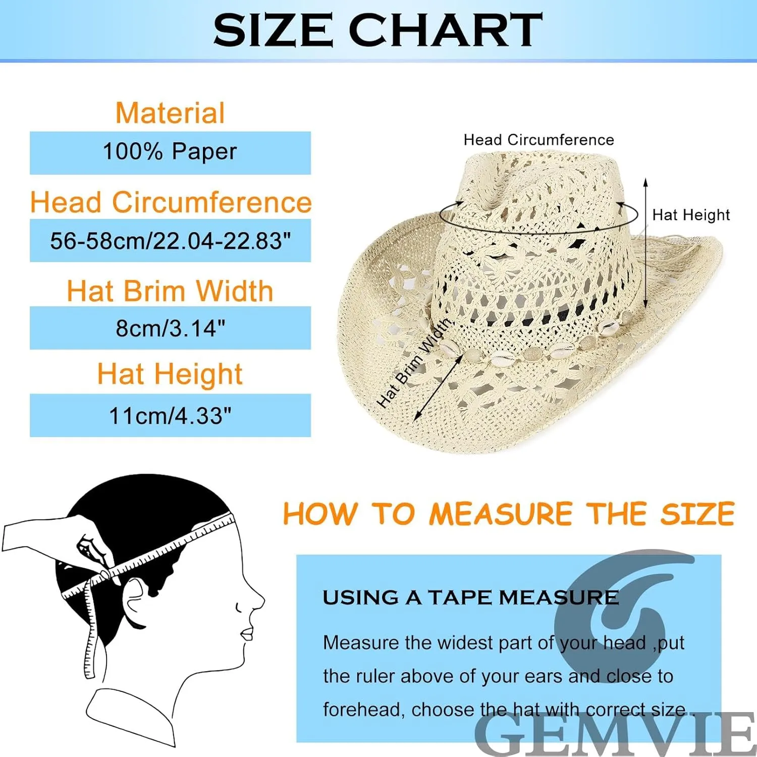 GEMVIE Turquoise Straw Cowboy Hat for Men Women Summer Western Cowgirl Hat Woven Hollow Out Wide Brim Hat