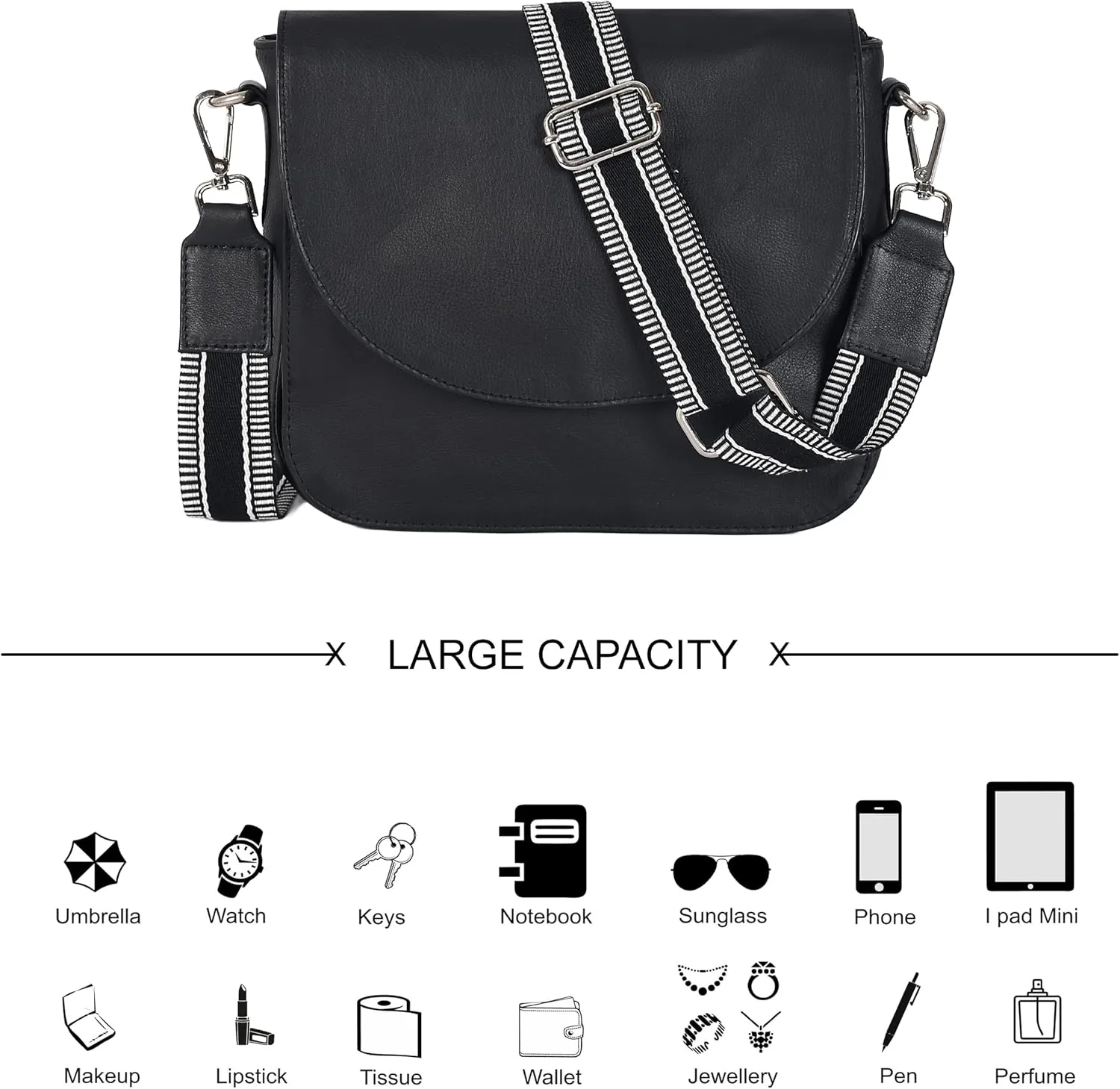 Genuine Leather Shoulder Crossbody Purse For Women with Adjustable Strap, Mobile Pocket & Outside & Inside Zipper