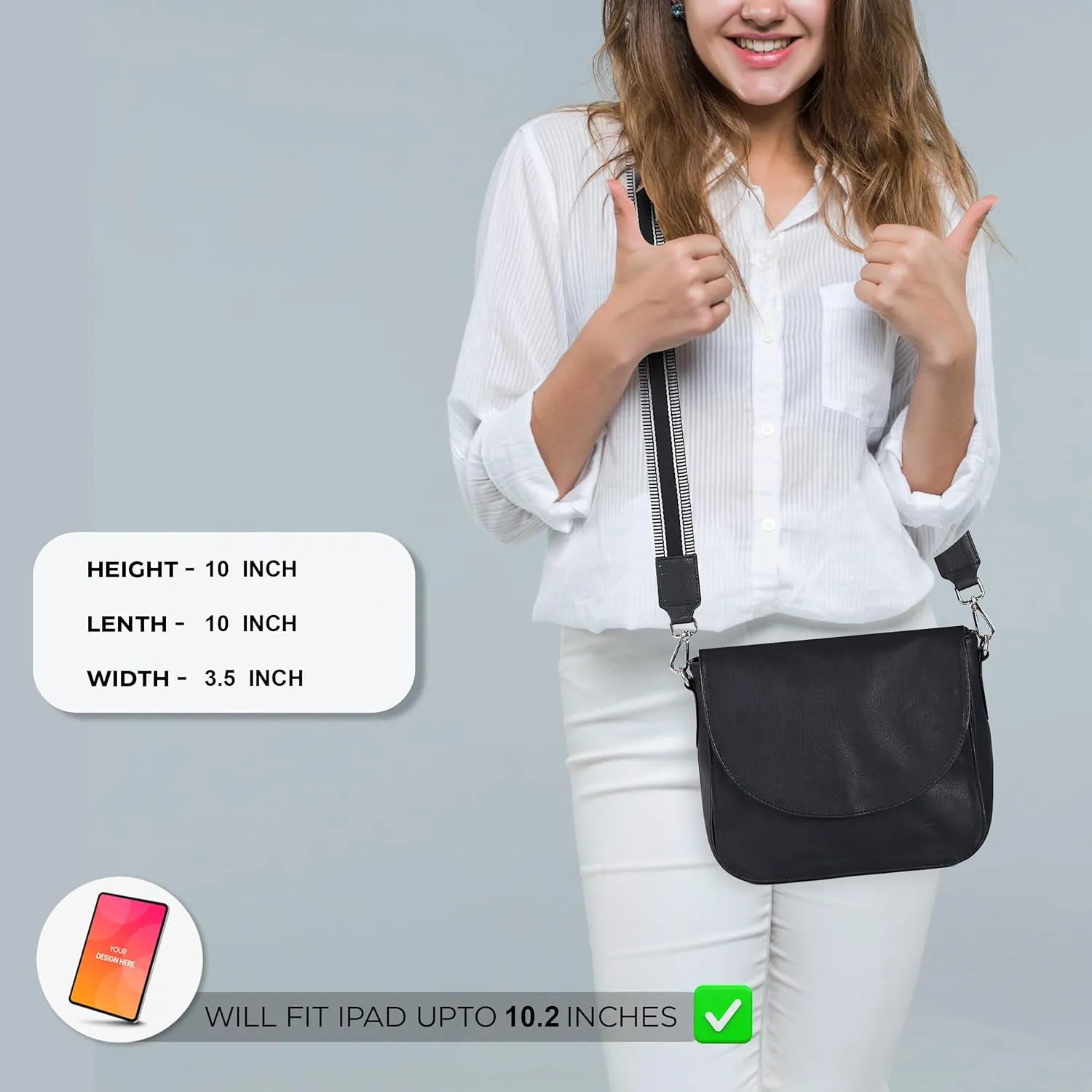 Genuine Leather Shoulder Crossbody Purse For Women with Adjustable Strap, Mobile Pocket & Outside & Inside Zipper