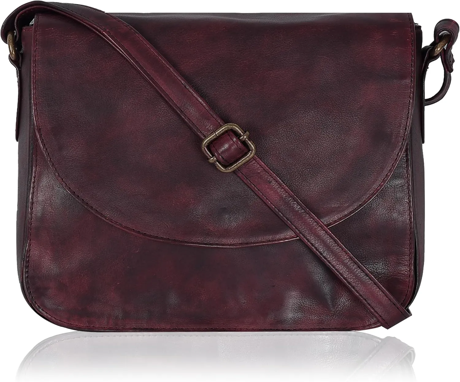 Genuine Leather Shoulder Crossbody Purse For Women with Adjustable Strap, Mobile Pocket & Outside & Inside Zipper