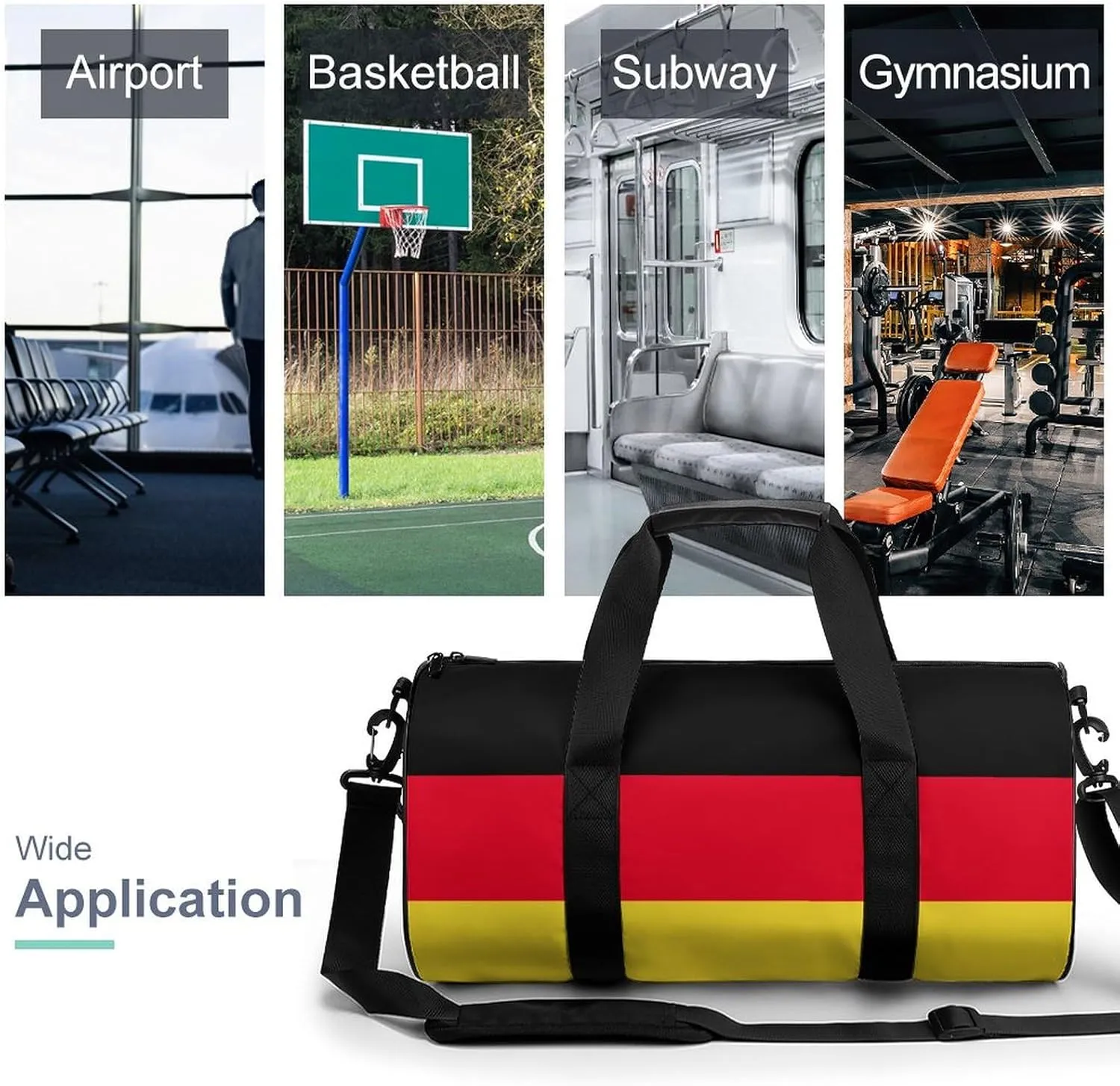 Germany Flag Gym Bag for Men Women with Wet Pocket Travel Duffel Sports Overnight Weekender