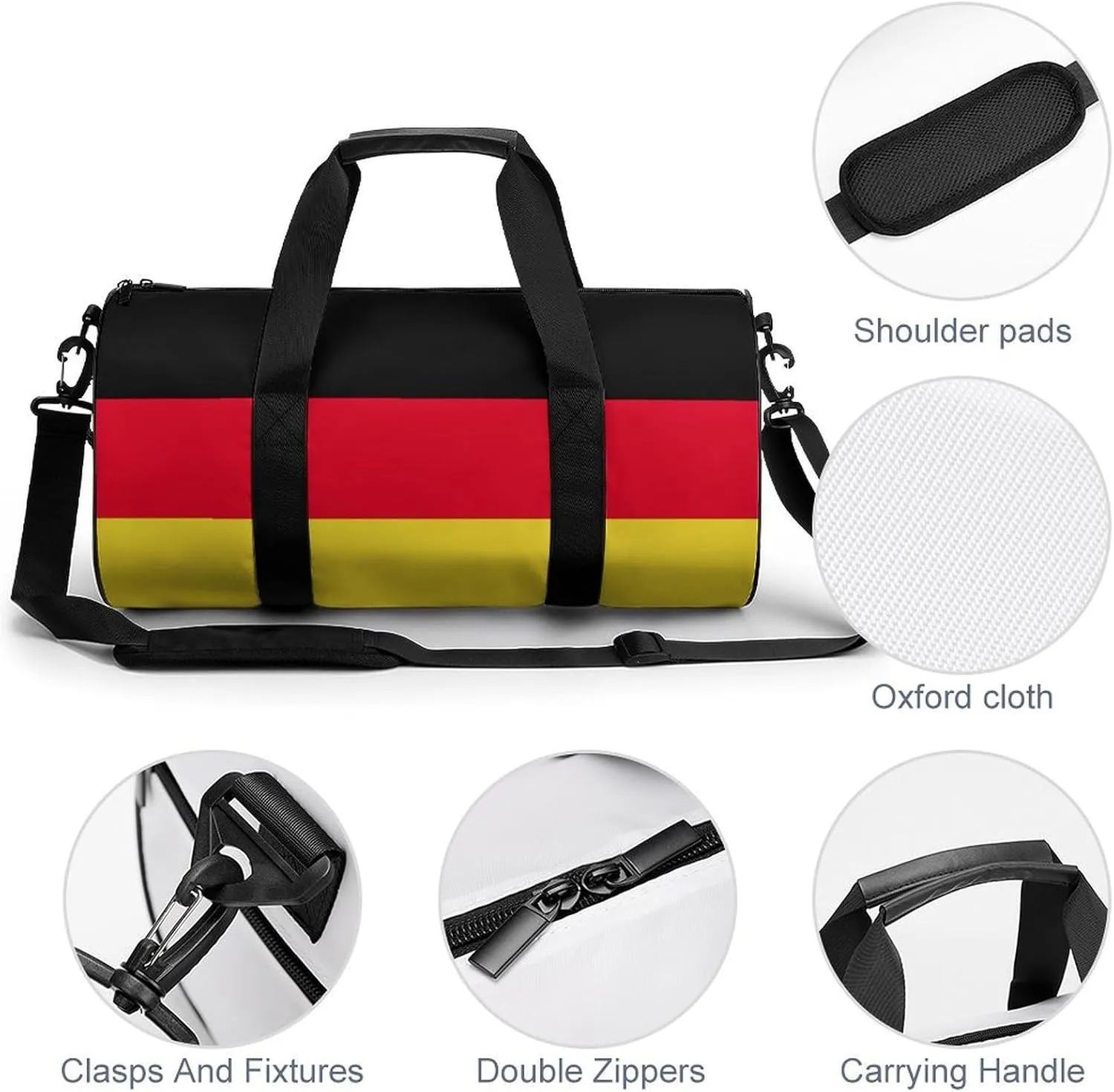 Germany Flag Gym Bag for Men Women with Wet Pocket Travel Duffel Sports Overnight Weekender