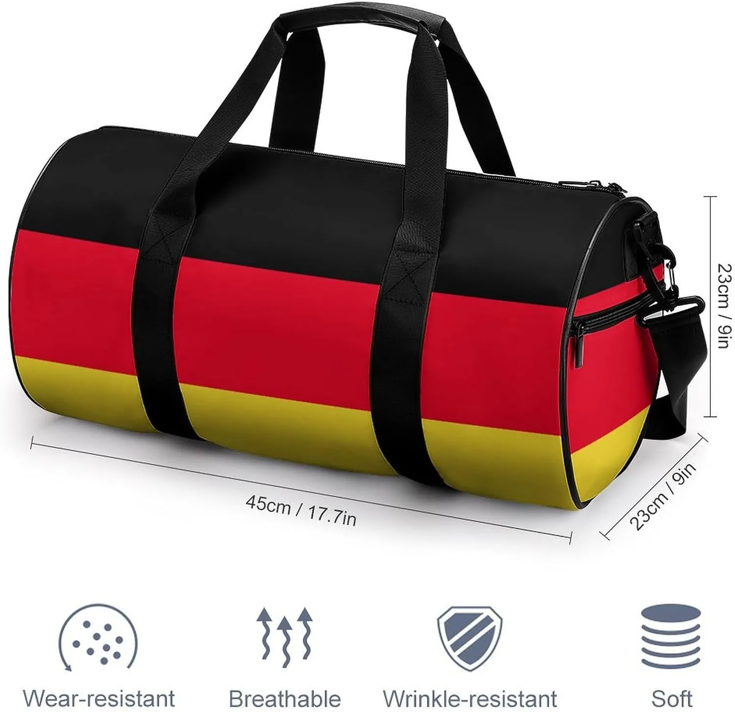Germany Flag Gym Bag for Men Women with Wet Pocket Travel Duffel Sports Overnight Weekender