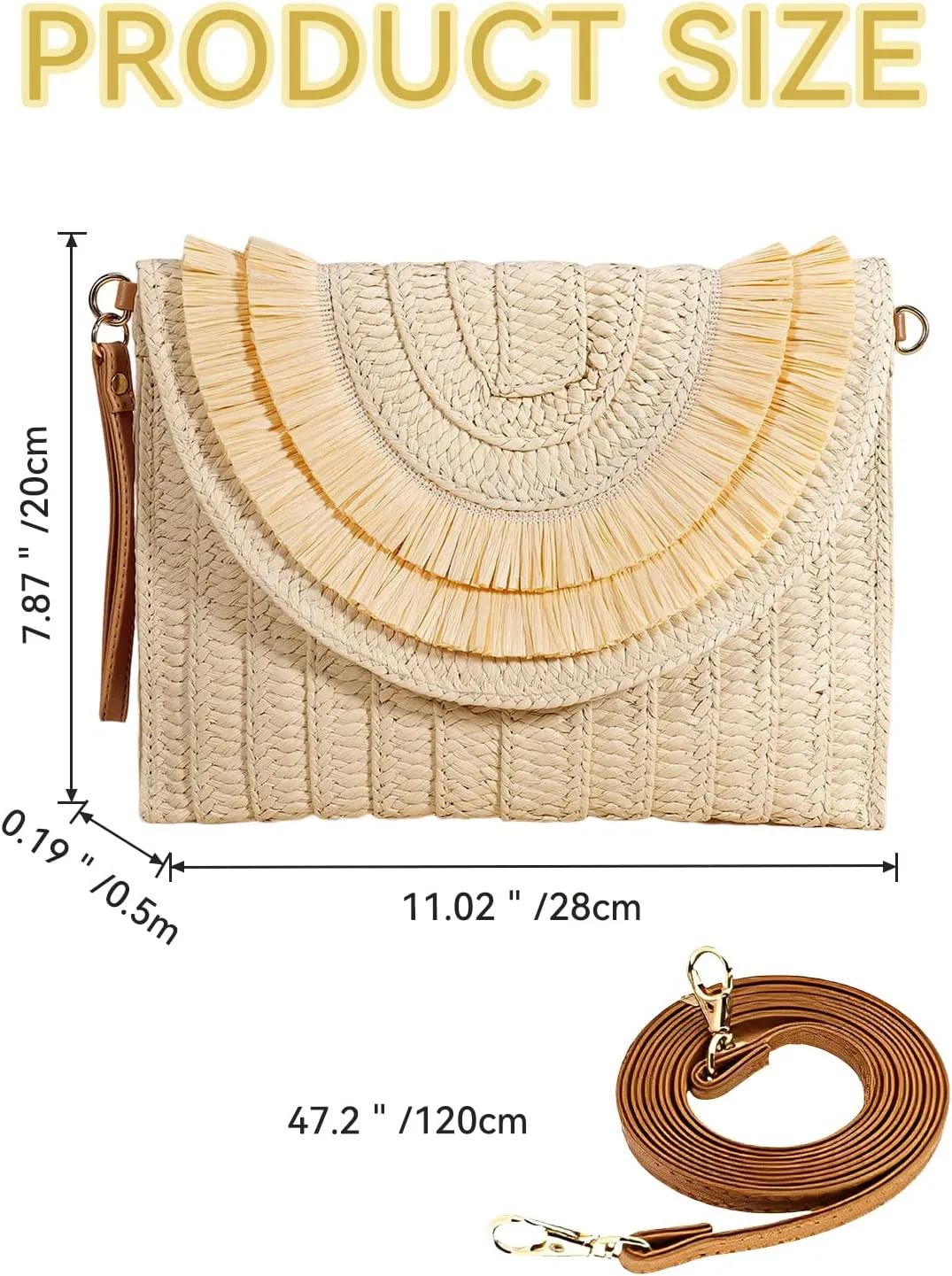 Gets Straw Clutch Bags for Women Handmade Woven Summer Beach Envelope Purse Wallet Crossbody Bag with Strap