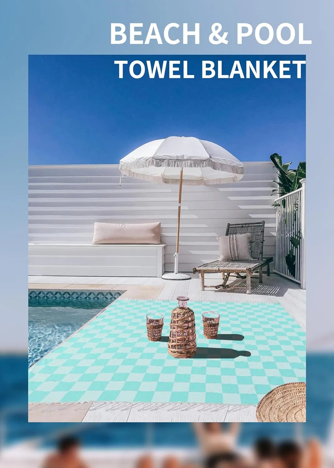 Giant Beach Towel Blanket Autumn Outing Stuff for Women & Men Road Trip Camping Gear Ship Cruise Gear Must Haves Large L Aqua Plain Pattern Yard Mat Airplane Accessories Travel Gadgets