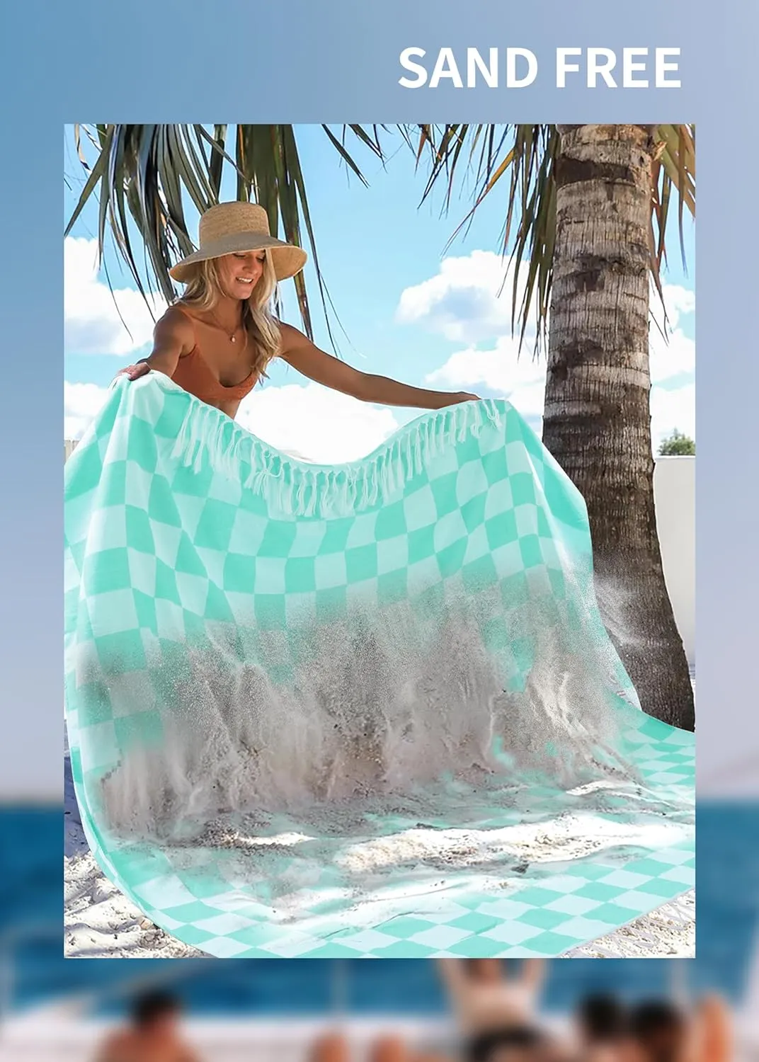 Giant Beach Towel Blanket Autumn Outing Stuff for Women & Men Road Trip Camping Gear Ship Cruise Gear Must Haves Large L Aqua Plain Pattern Yard Mat Airplane Accessories Travel Gadgets