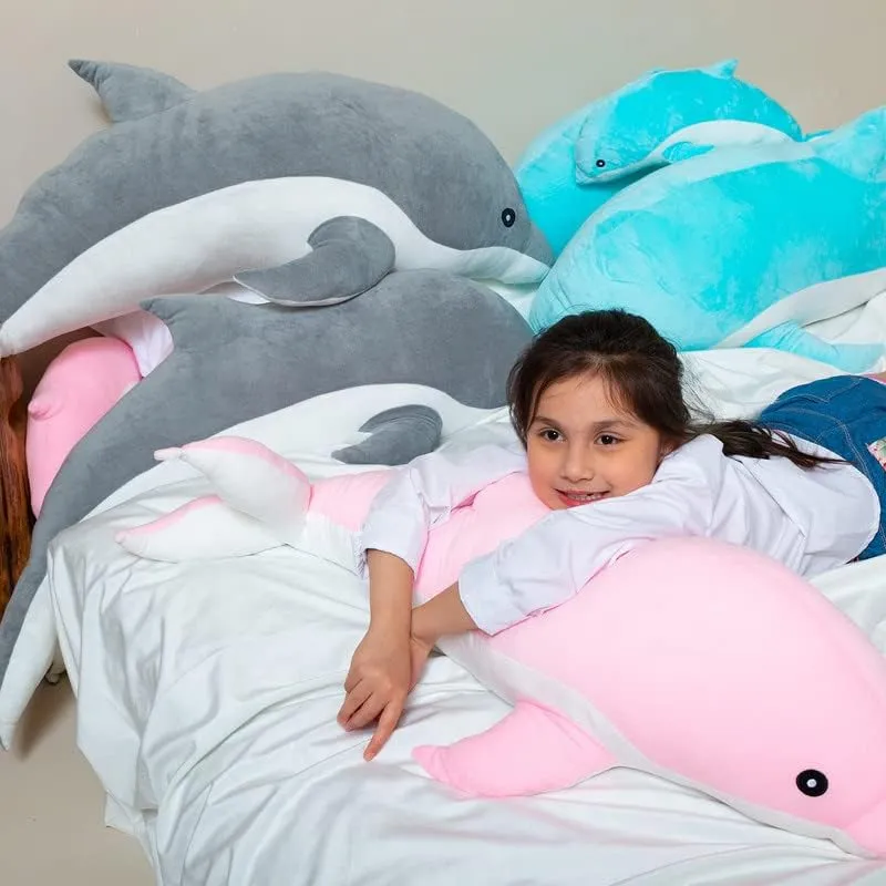 Giant Dolphin Plush Toy, Soft Whale Hugging Pillow Stuffed Dolphin Pillow for Children Girls (Gray, 120cm/47.24inch)
