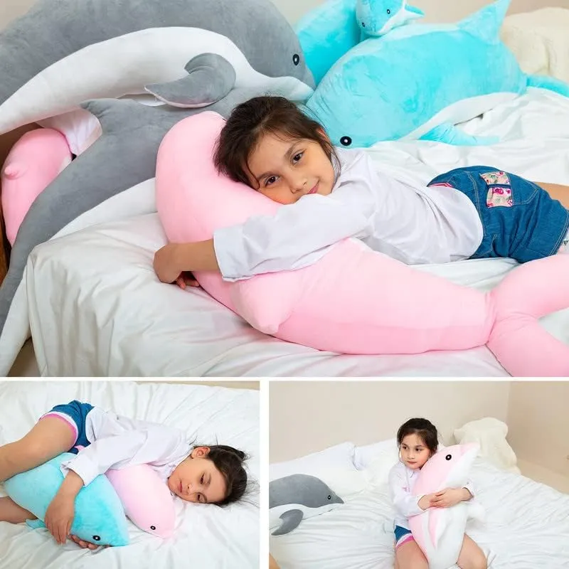 Giant Dolphin Plush Toy, Soft Whale Hugging Pillow Stuffed Dolphin Pillow for Children Girls (Pink, 120cm/47.24inch)