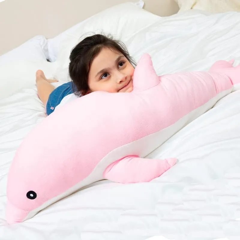 Giant Dolphin Plush Toy, Soft Whale Hugging Pillow Stuffed Dolphin Pillow for Children Girls (Pink, 120cm/47.24inch)