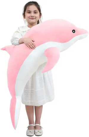 Giant Dolphin Plush Toy, Soft Whale Hugging Pillow Stuffed Dolphin Pillow for Children Girls (Pink, 70cm/27.55inch)