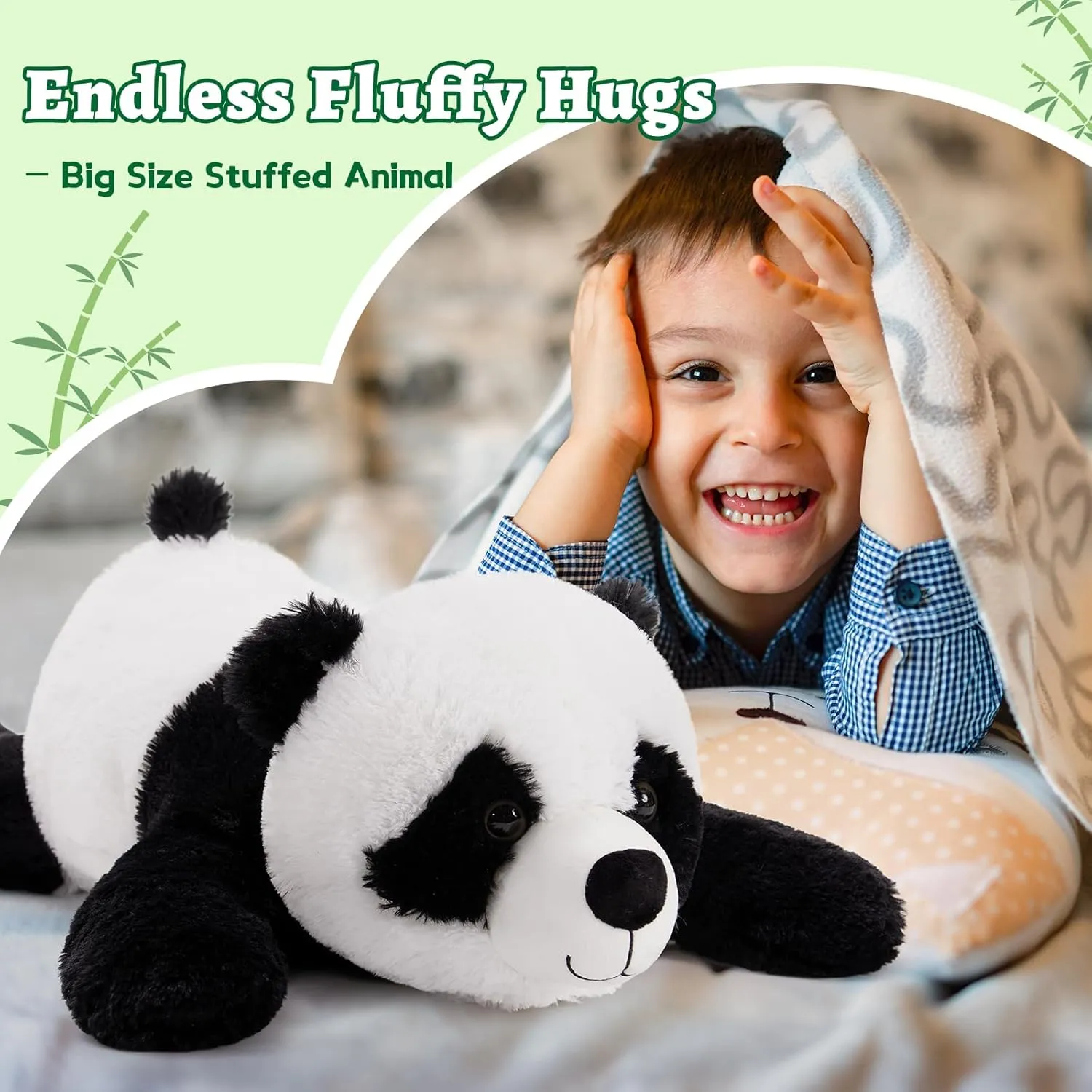 Giant Panda Stuffed Animal 31", Large Soft Panda Body Pillow Plush for Girls Boys Kids, Oversize Cute Stuffed Toy Gift for Christmas, Birthday, Baby Shower