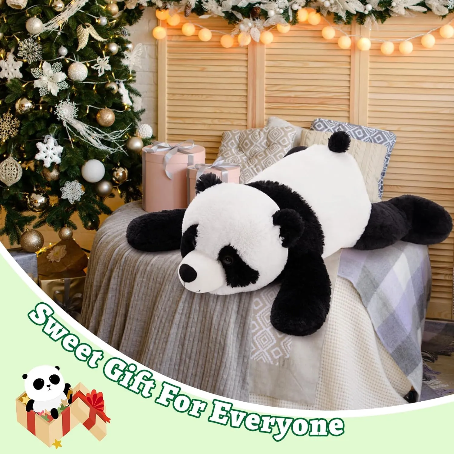 Giant Panda Stuffed Animal 31", Large Soft Panda Body Pillow Plush for Girls Boys Kids, Oversize Cute Stuffed Toy Gift for Christmas, Birthday, Baby Shower