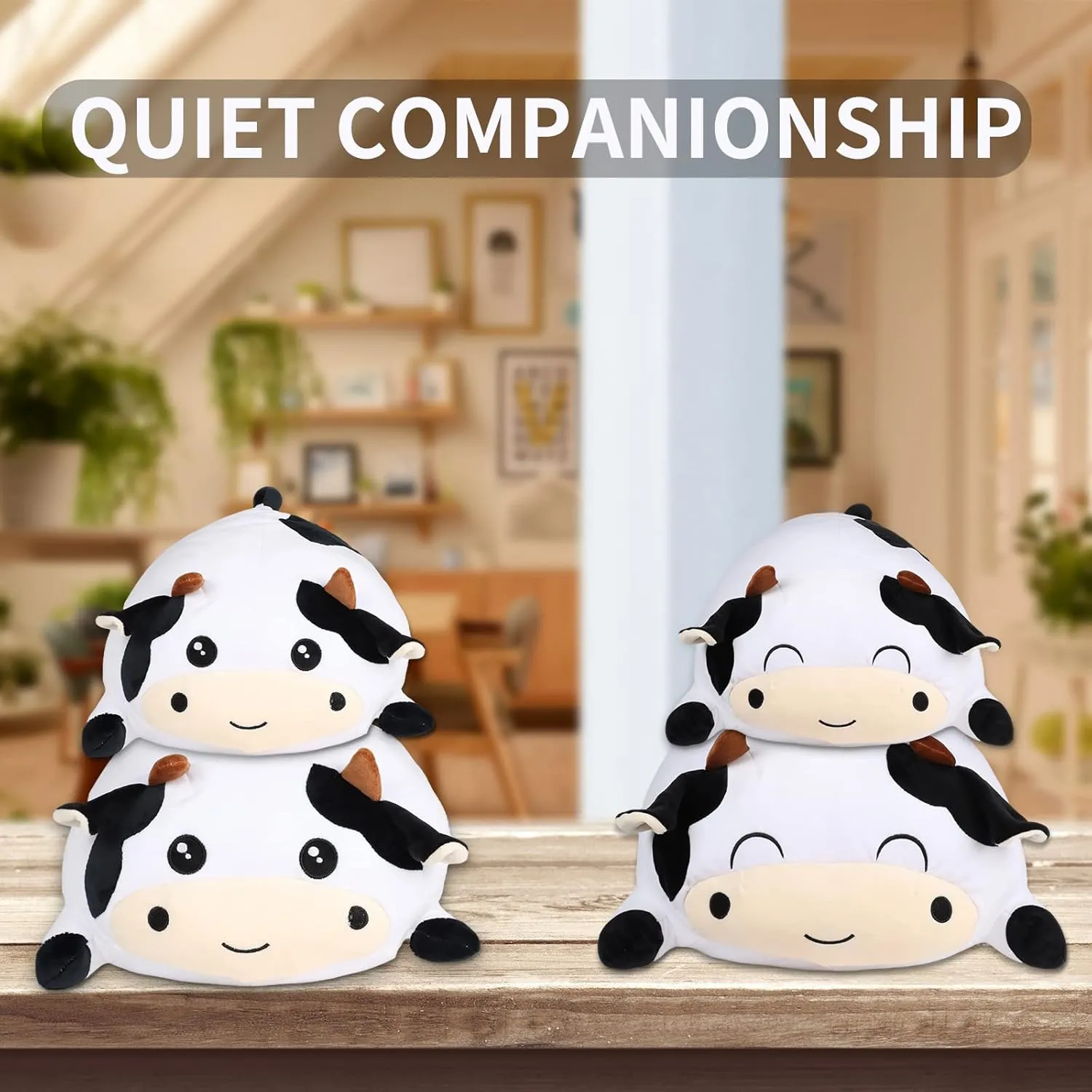 Giant Plush Toy, Cow Plush Pillow, 19.6" Stuffed Cow, Kids Children Xmas Birthday Gift (Round Eyes)