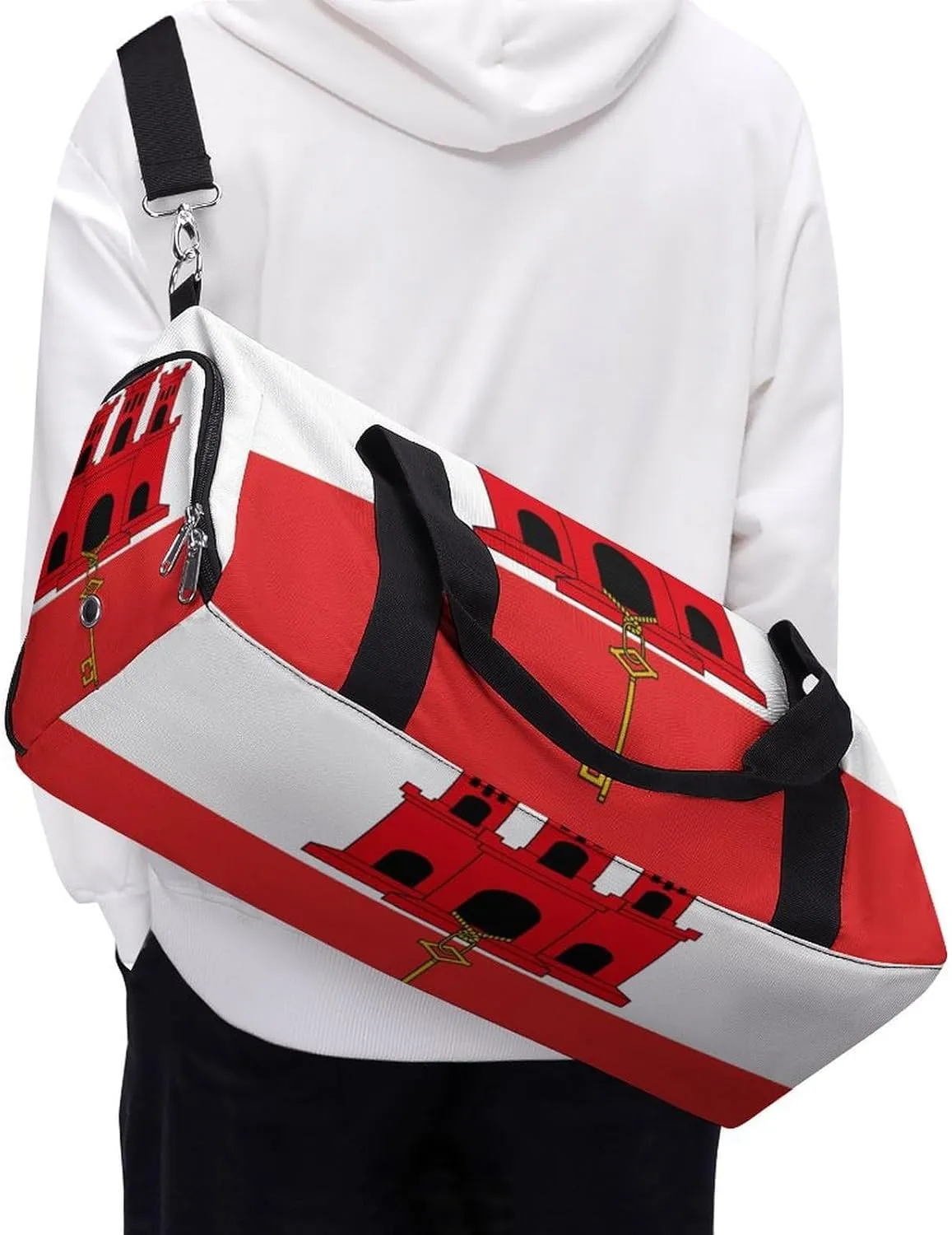 Gibraltar Flag Duffel for Men Women with Shoe Compartment and Wet Pocket