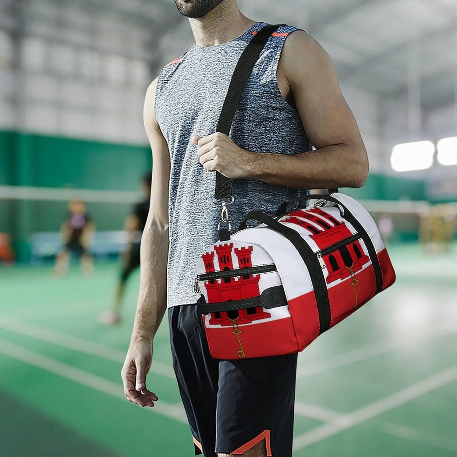 Gibraltar Flag Duffel for Men Women with Shoe Compartment and Wet Pocket