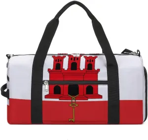 Gibraltar Flag Duffel for Men Women with Shoe Compartment and Wet Pocket