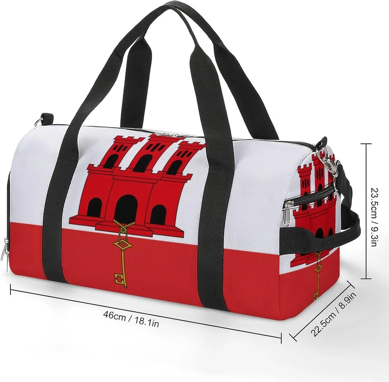 Gibraltar Flag Duffel for Men Women with Shoe Compartment and Wet Pocket