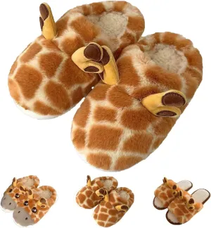 Giraffe Slippers for Women, Cute Plush 3D Giraffe Shaped Slippers for Kids & Adults Slippers Christmas (8-9, Style B)