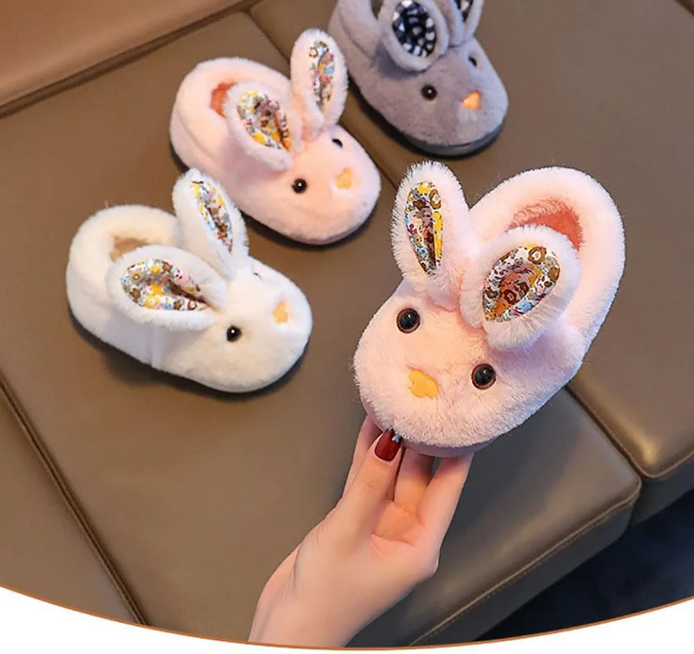 Girls' Plush Bunny Slippers for Toddlers & Kids – Non-Slip Indoor Slippers with Cute Design