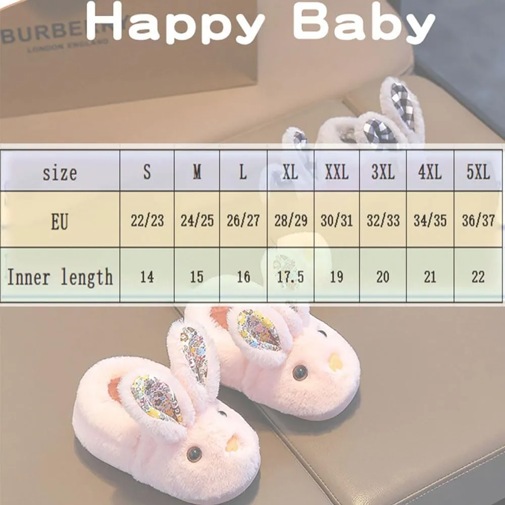 Girls' Plush Bunny Slippers for Toddlers & Kids – Non-Slip Indoor Slippers with Cute Design