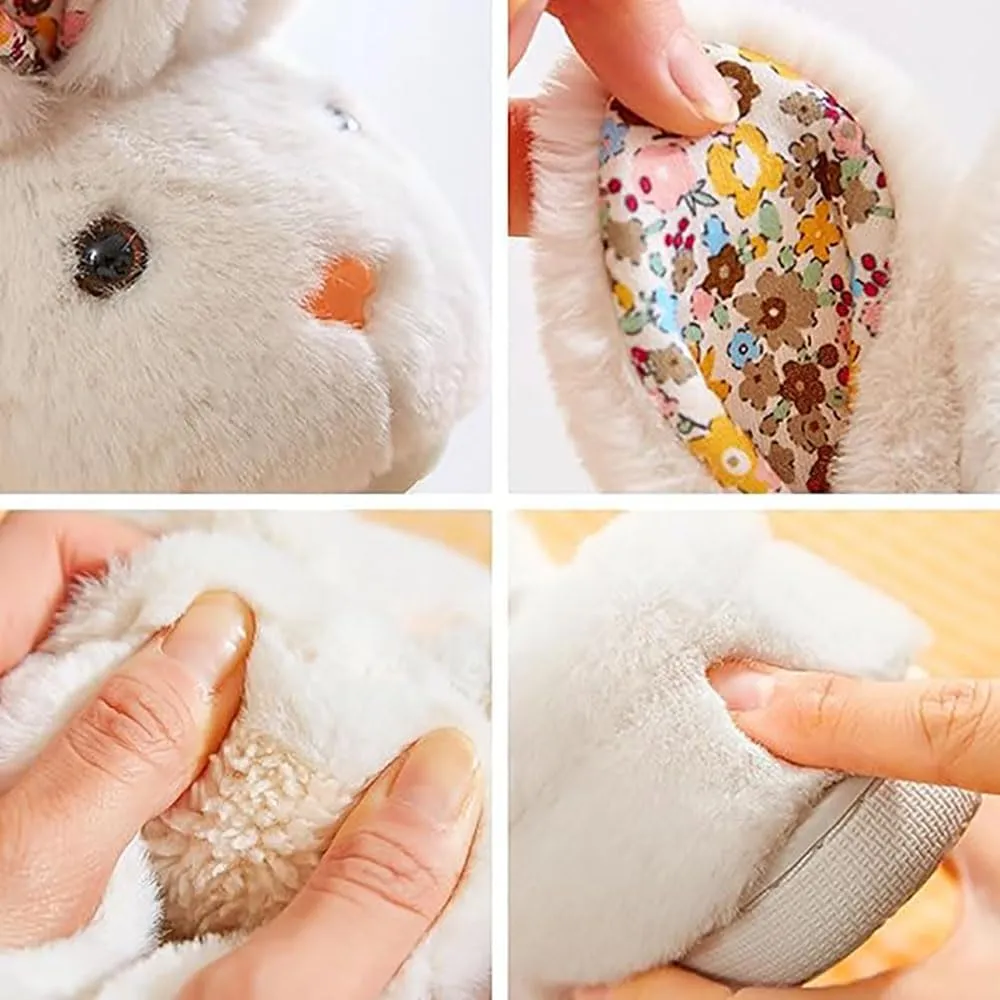 Girls' Plush Bunny Slippers for Toddlers & Kids – Non-Slip Indoor Slippers with Cute Design