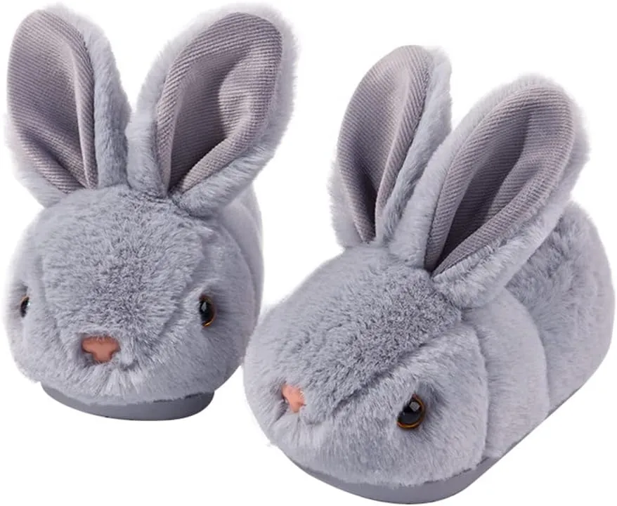 Girls Toddler Slippers Boys House Shoes for Little Kids Cute with Bunny Design Plush Indoor Slippers Non-Slip