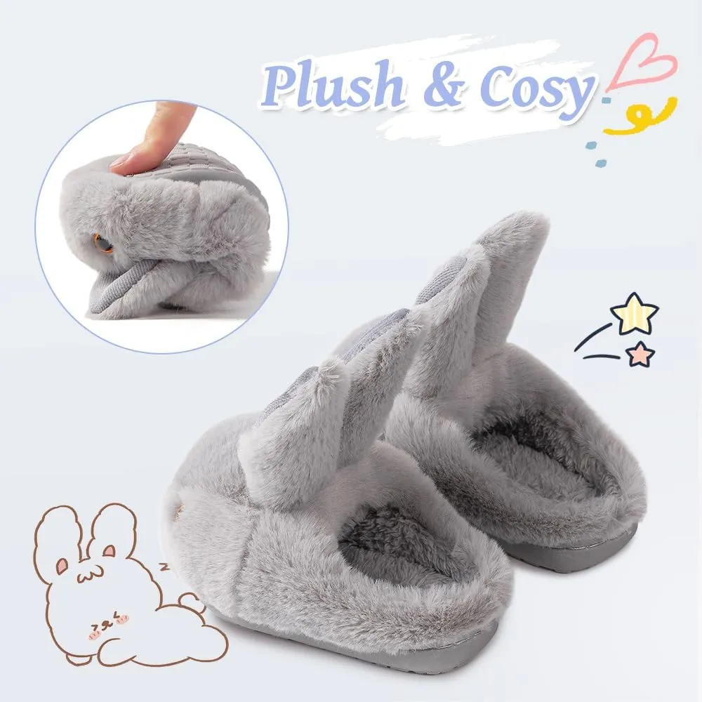 Girls Toddler Slippers Boys House Shoes for Little Kids Cute with Bunny Design Plush Indoor Slippers Non-Slip