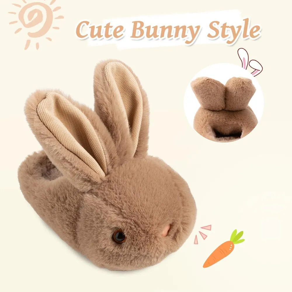 Girls Toddler Slippers Boys House Shoes for Little Kids Cute with Bunny Design Plush Indoor Slippers Non-Slip