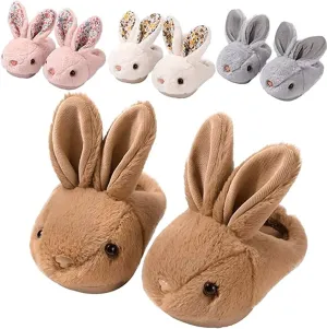 Girls Toddler Slippers Boys House Shoes for Little Kids Cute with Bunny Design Plush Indoor Slippers Non-Slip
