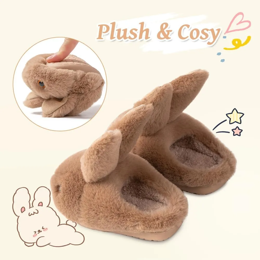 Girls Toddler Slippers Boys House Shoes for Little Kids Cute with Bunny Design Plush Indoor Slippers Non-Slip