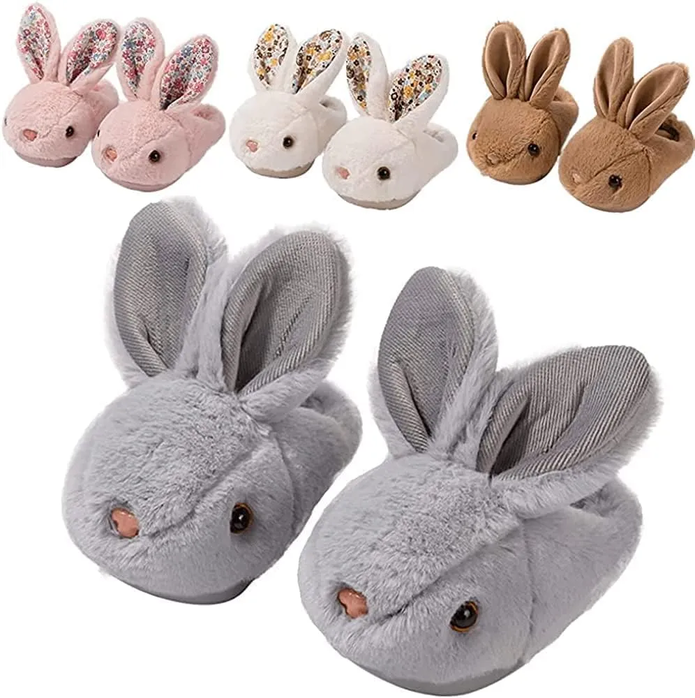 Girls Toddler Slippers Boys House Shoes for Little Kids Cute with Bunny Design Plush Indoor Slippers Non-Slip