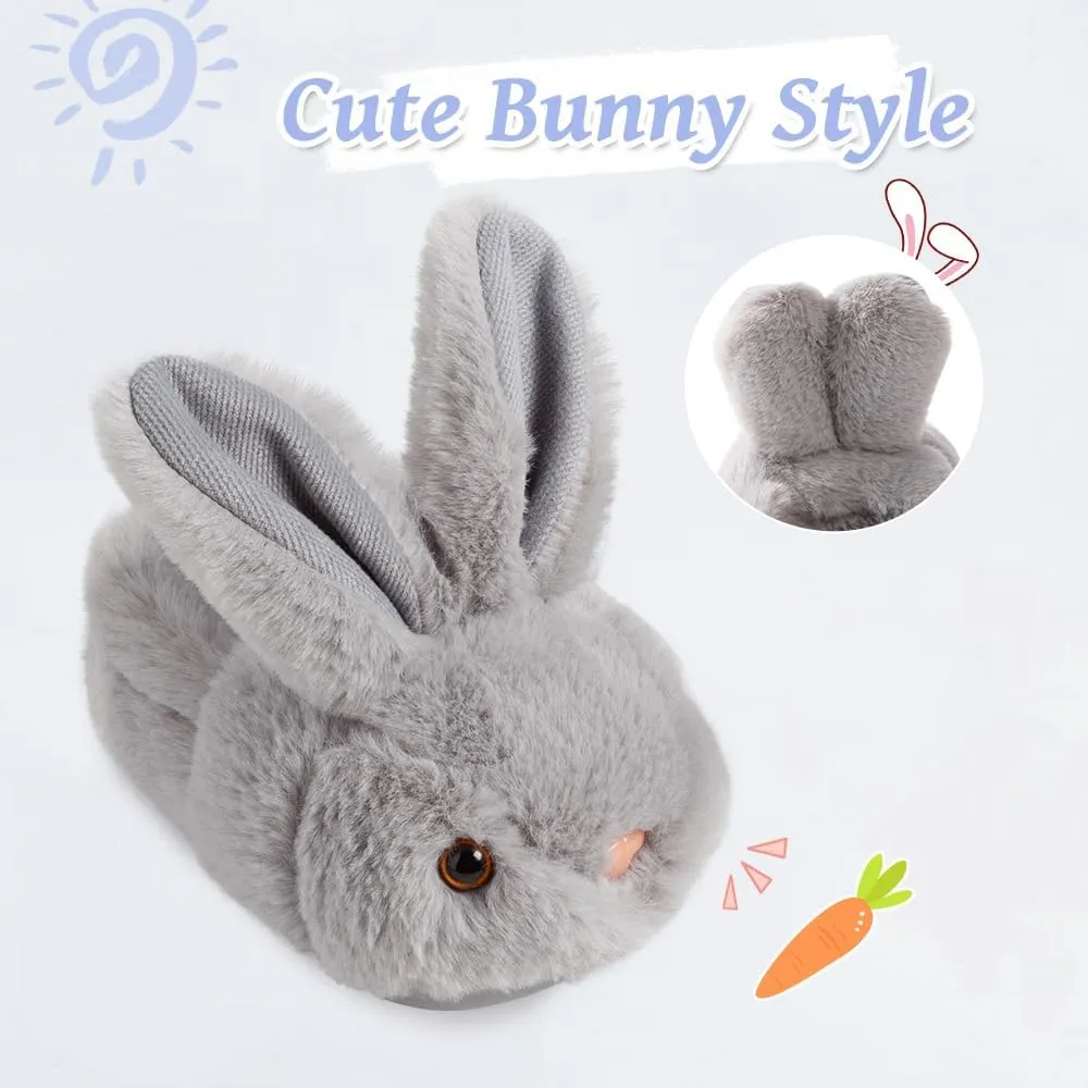 Girls Toddler Slippers Boys House Shoes for Little Kids Cute with Bunny Design Plush Indoor Slippers Non-Slip