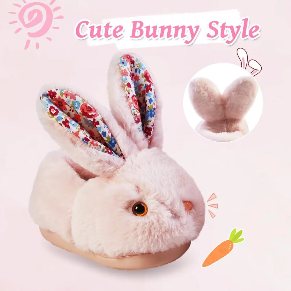 Girls Toddler Slippers Boys House Shoes for Little Kids Cute with Bunny Design Plush Indoor Slippers Non-Slip