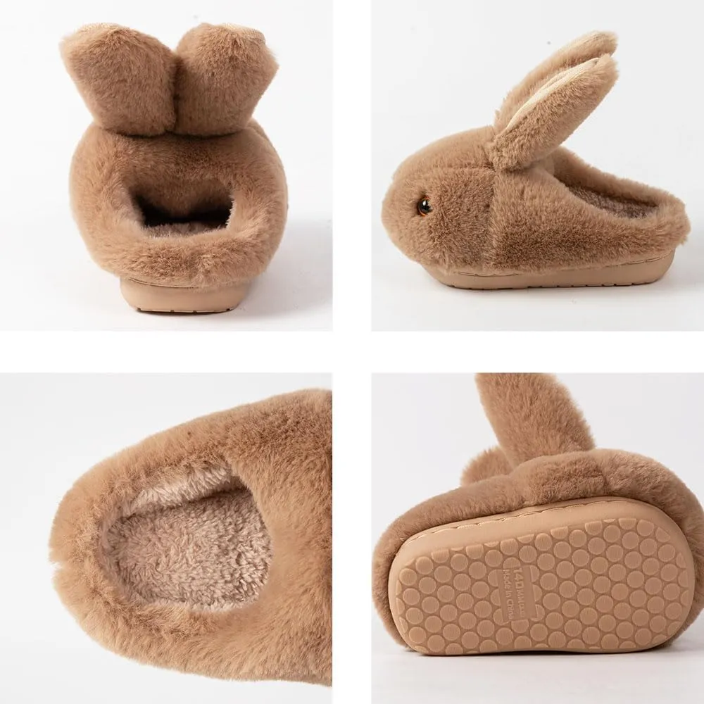 Girls Toddler Slippers Boys House Shoes for Little Kids Cute with Bunny Design Plush Indoor Slippers Non-Slip
