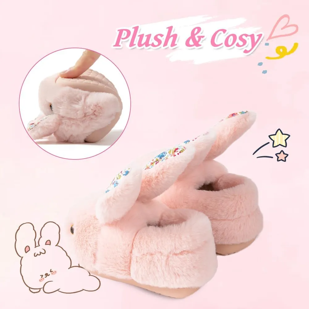 Girls Toddler Slippers Boys House Shoes for Little Kids Cute with Bunny Design Plush Indoor Slippers Non-Slip