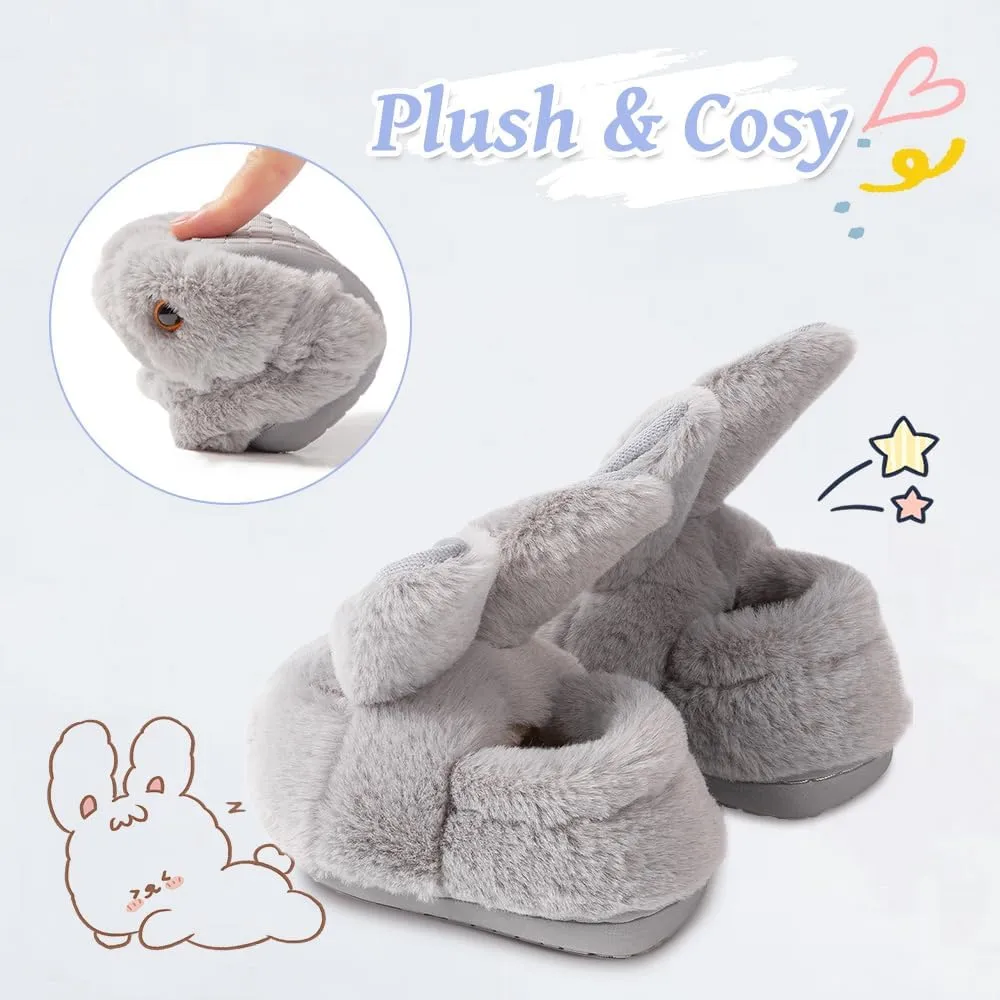Girls Toddler Slippers Boys House Shoes for Little Kids Cute with Bunny Design Plush Indoor Slippers Non-Slip