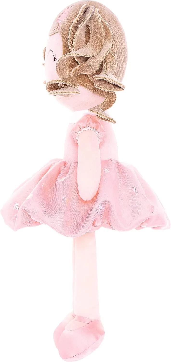 Gloveleya Baby Doll Baby Girl Gifts Plush Curly Kids Girl Toys with Love Toys for Ages 2-4 Toddler Toy 16" Pink